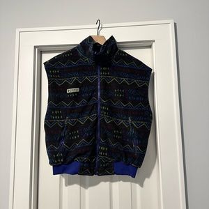 Vintage Columbia Reversible Fleece Lined Vest Tribal Aztec Geometric Pattern